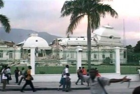  A view of Haiti's Presidential Palace, damaged after an earthquake struck, in Port-au-Prince in this January 12, 2010 video grab. REUTERS/Reuters TV