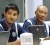 Guyana Logistics Officer, Mr. Fawwaz Baksh (left), and his colleague, Guyana Cricket Operations Officer, Mr. Clyde Duncan at last week’s two-day Project Team meeting in the Media Centre at Kensington Oval in Barbados.    