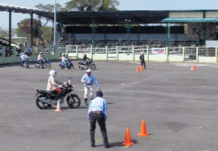 A rider being instructed.