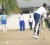 The Georgetown under-15 players at yesterday’s practice session at the Ghandi ground, Woolford Avenue. (Orlando Charles photo)