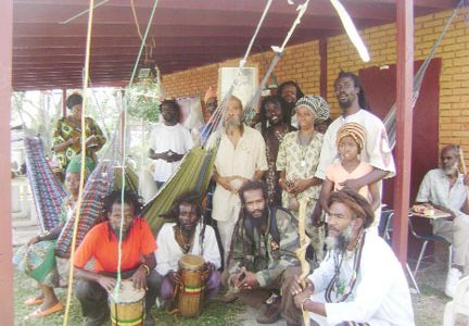 The Rastafarian contingent at the East Ruimveldt Community Centre ground yesterday.