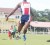 Troy Williams leaps his way to a win in the `B’ class long jump event at the Eve Leary ground yesterday in the 56th edition of the Guyana Police Force (GPF) Track & Field Championships. (Orlando Charles photo)