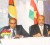 President Bharrat Jagdeo and President Desi Bouterse at the joint press conference yesterday. (Photo by Jules Gibson)