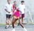 National junior tennis player Nicola Ramdyhan works on her forehand while other players look on, during a training session at the tennis courts at the National Park. (Photo by Orlando Charles) 