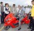 President Bharrat Jagdeo tries out one of the eco-friendly motorcycles. 