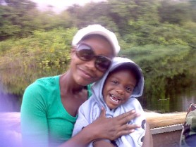 Oluatoyin Alleyne and her son Nixon upbeat at the beginning of the journey.