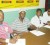 From left: Mark Austin, Cecil Smith, Clive Atwell and Simeon Hardy signing their contracts yesterday at the GBBC office. 