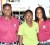 Homecoming! The Guyanese trio on the West Indies team (from left) of Tremayne Smartt, Shemaine Campbelle and Sabrina Munroe  after their arrival from Barbados this morning at the Guyana Cricket Board (GCB) office. (Orlando Charles photo)
