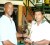 Tulsie Mahadeo (right) receives his Man of the Match trophy from Ministry of Sports Permanent  Secretary, Alfred King.