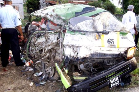 The Route 63 mini-bus after the accident in 2010 (File Photo)