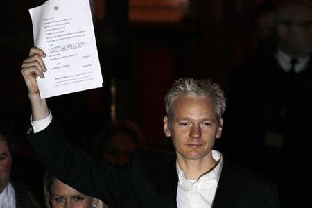 Julian Assange outside of the court today