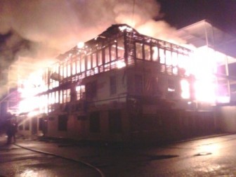 The building ablaze this morning (Photo by Gordon Moseley)