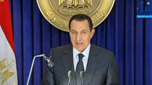 Hosni Mubarak addressing Egyptians today