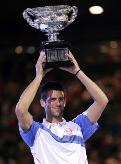 Novak Djokovic  with his trophy