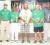 From left are Club Secretary, William Walker, Brand Coordinator of Stag, John Maikoo, second place winner and Best Gross, Avinda Kishore, first place winner,  Mark Lashley, third place winner, Francois Montour, Nearest to the Pin, Muntaz Haniff, and Ansa Mc Al Trading PRO, Darshanie Yussuf.