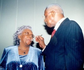 Joyce and Desmond Hoyte at a birthday celebration in the 90s