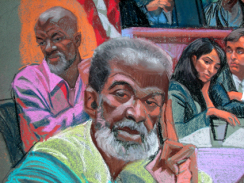 Russell Defreitas, centre, and Abdul Kadir, left, are seen in this court sketch from 2010 when they were convicted of hatching a plot to attack John F. Kennedy International Airport.  (Christine Cornell for CBS News)