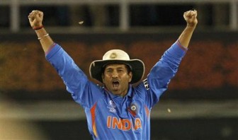 India's Sachin Tendulkar celebrates after India won their ICC Cricket World Cup 2011 semi-final match against Pakistan in Mohali March 30, 2011. Credit: REUTERS/Vivek Prakash