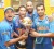 Some members of the Indian team with the World Cup trophy.