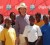 Music legend and Rolling Stones lead singer, Mick Jagger, meets some aspiring young cricketers at the second Digicel ODI today in St. Lucia.   (Digicel photo)