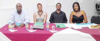 From left: Bruce Lovell, Deborah King, George Thomas and Amanza Walton-Desir (chief judge)