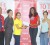 Shonnet Moore (third from right) hands over cheque to female captain Chantelle Fernandes.