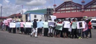 The protest outside of the Sophia car park