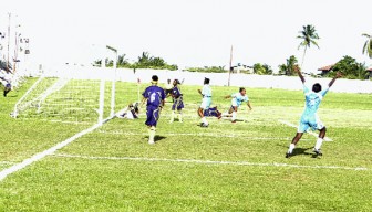 Anguilla’s Coleen Johnson broke the stalemate with her goal in the 56th minute. (Orlando Charles photo)