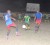 Military manoeuvre: A Police player tries to get between two GDF defenders in the Milo Under-23 feature game on Wednesday night at the Tucville Playfield. (Orlando Charles photo) 