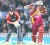 Marlon Samuels was bowled by a big turner from Swann.
