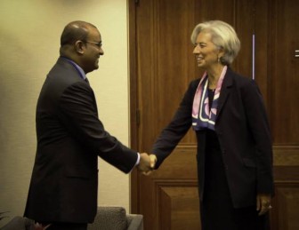 President Bharrat Jagdeo meeting IMF Head Christine Lagarde (GINA photo)