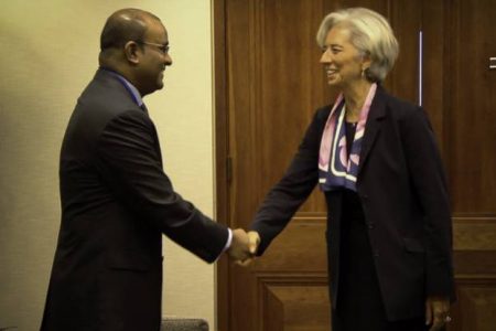 President Bharrat Jagdeo meeting IMF Head Christine Lagarde (GINA photo)