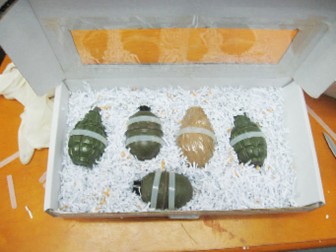 The grenades that were found (Photo courtesy St Lucia Police Force)