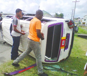 The bus moments after the accident