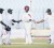 The West Indies and Bangladesh players shake hands after the first test match ended in a draw yesterday.