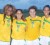 The Under-20 Lady Jaguars goal-scorers. (Left to right) Otesha Charles, Captain Ashlee Savona, Tessa Edwards and Elysia Prasad. (Orlando Charles photo)