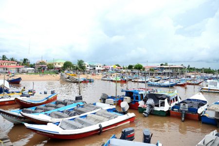 The owners of these boats which usually moor along the foreshore at Parika will have to relocate from the area to facilitate the roll-on, roll-off ferries built by the Chinese. (Anjuli Persaud photo)