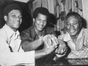 Esteemed company! Patrick Forde (left) is pictured in happier times with Cliff Anderson (right) and his brother Reginald Forde.