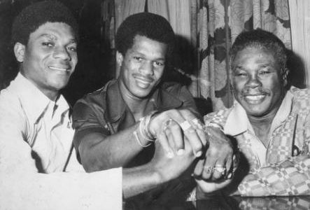 Esteemed company! Patrick Forde (left) is pictured in happier times with Cliff Anderson (right) and his brother Reginald Forde.