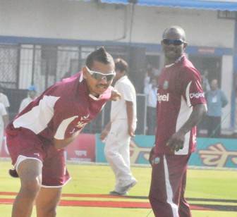 NEW KID ON THE BLOCK! Sunil Narine sends down a delivery in the nets yesterday ahead of today’s crucial fourth one-day international against India.(WindiesCricket.com)  