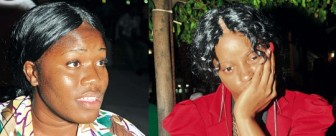 Shauntell Ferguson (left) and Erica Atkinson, who were among a group of Jamaicans denied entry to Antigua and who said they were verbally abused by immigration officials in that country, stand outside the arrival area after landing at the Norman Manley International Airport on Thursday. (Jamaica Observer photo)