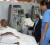 Minister of Health, Dr. Bheri Ramsaran speaking with former Commissioner of Police, Laurie Lewis who was receiving dialysis at the Doobay Renal Centre Inc. (GINA photo)
