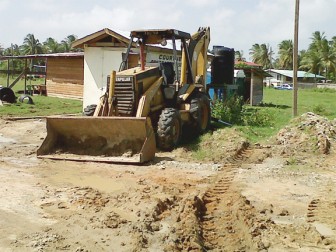One of the heavy-duty vehicles parked at the Lusignan East Playfield
