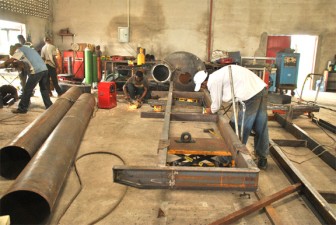 A pump being built at Ghamandi & Sons Enmore operations
