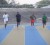 The UG men 4x 100 metres team doing run outs during a training session yesterday.