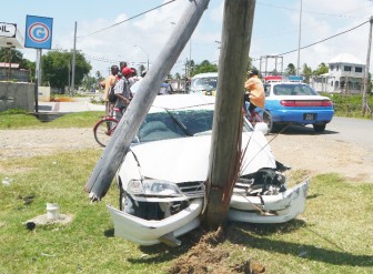 The car following the accident