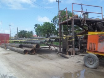 A section of the well under construction 