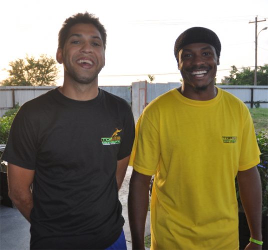 Superbike champion Stephen Vieira, left and Kezqweyah Yisreal. (Iva Wharton photo)