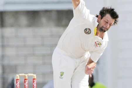 Hilfenhaus has been the main destroyer grabbing three of the five wickets to fall. (DigicelCricket.com/Brooks La Touche photos)