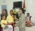 First Lady Deolatchmee Ramotar presents the President’s Trophy to students of the Amelia’s Ward Primary School, which clinched the award for ‘Best School’ at the recent NCERD/Demerara Lioness Club reading competition. 